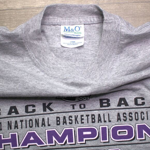 Los Angeles Lakers "Back To Back" 2001 NBA Champions Vintage M&O T Shirt XL - Picture 3 of 4